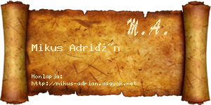 Mikus Adrián névjegykártya